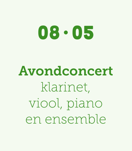 Avondcoconvert 8/05 klarinet, viool, piano en ensemble