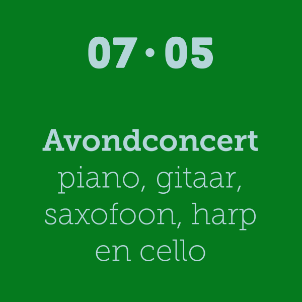 Avondconcert piano, gitaar, saxofoon, harp & cello